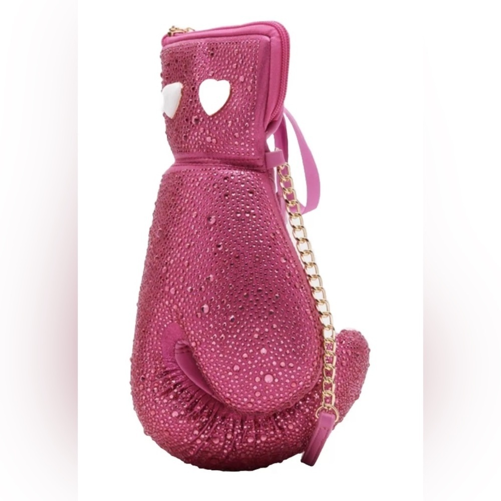 Betsey Johnson pink rhinestone boxing glove 🥊 clutch or crossbody purse. - Picture 5 of 6